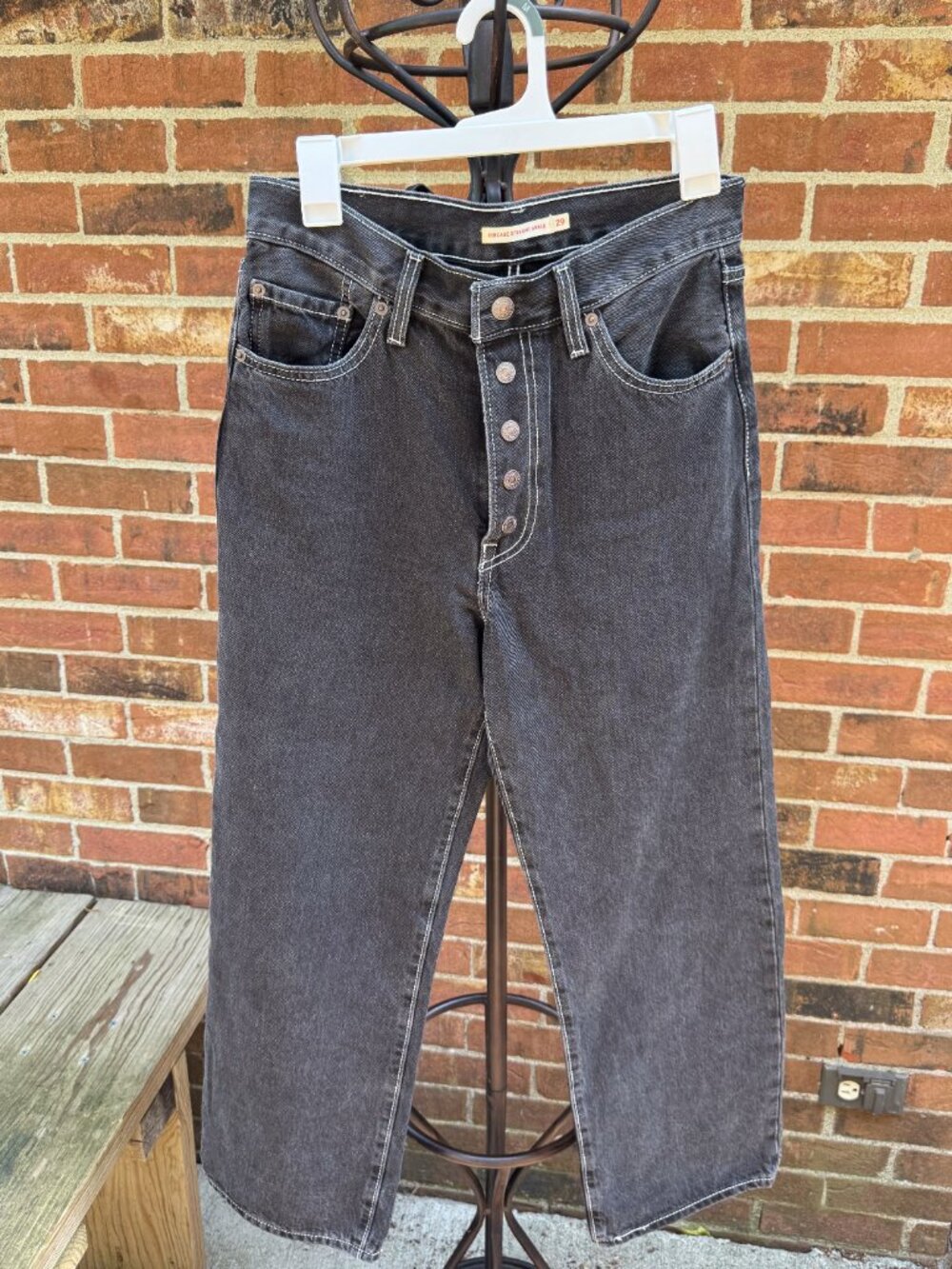 Levi's Premium Ribcage Straight Ankle Jeans Washed Black Size 29